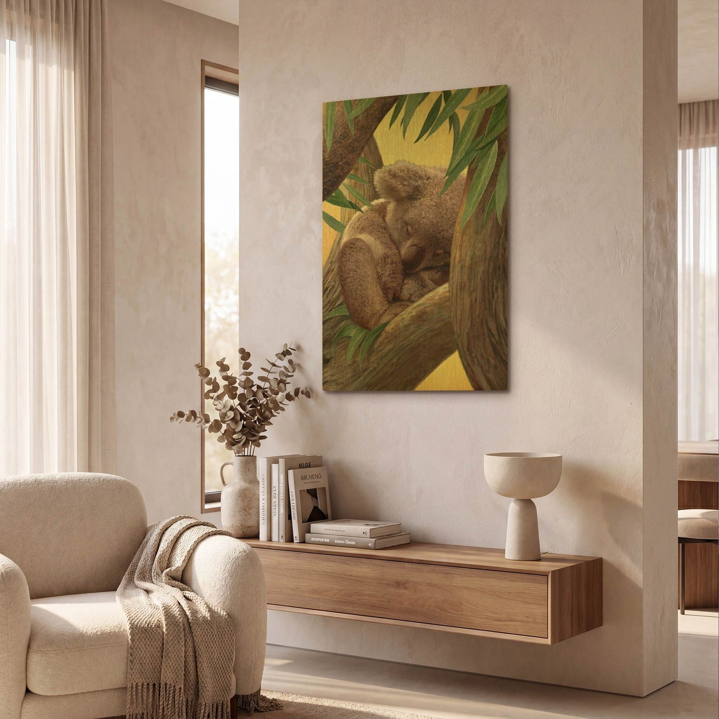 'Four Of Air-Koala' By Dan Craig Gold Metal Wall Art