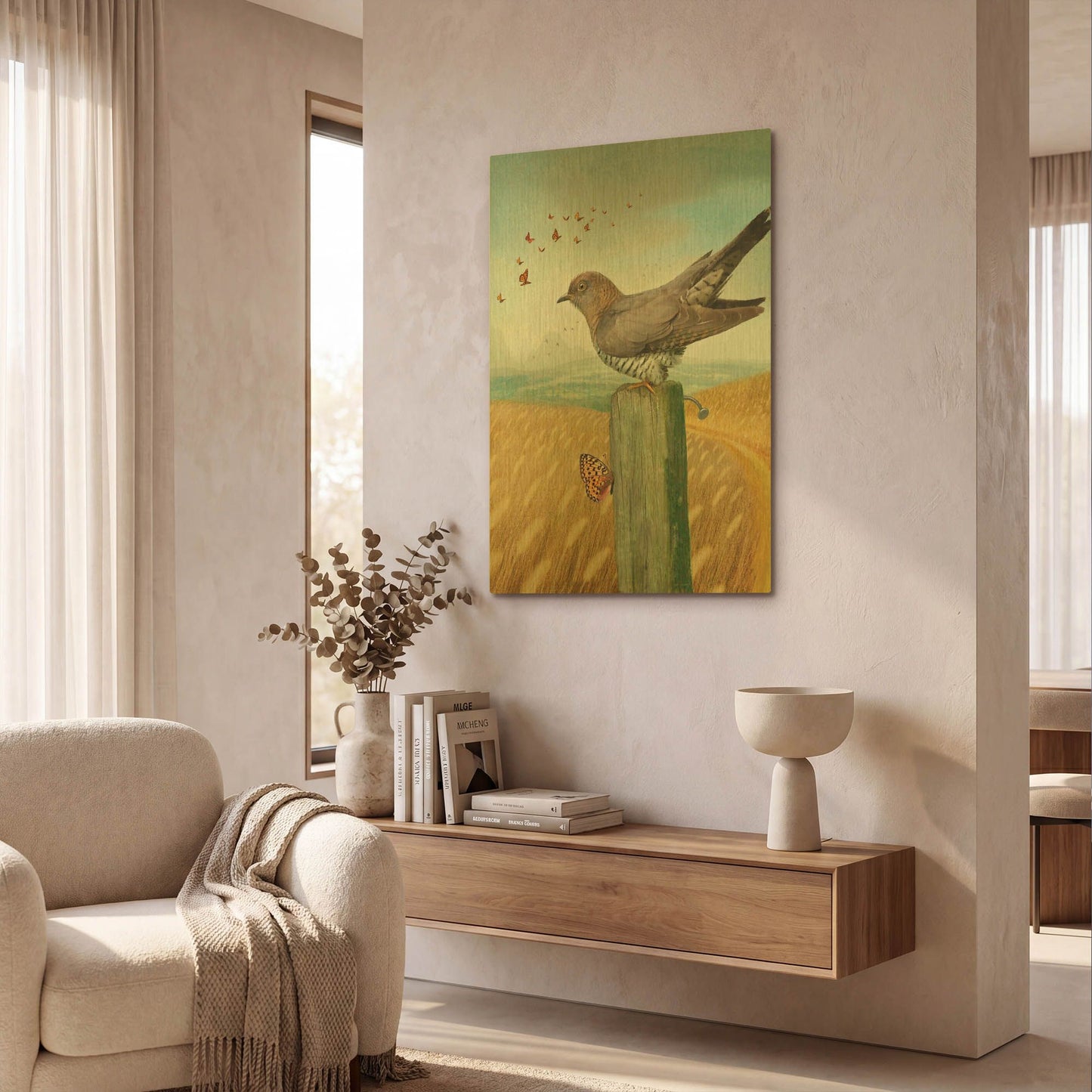 'Life Experience-Cuckoo' By Dan Craig Gold Metal Wall Art