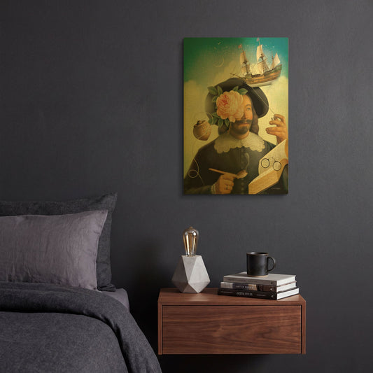'Pilgrim Cover' By Dan Craig Gold Metal Wall Art