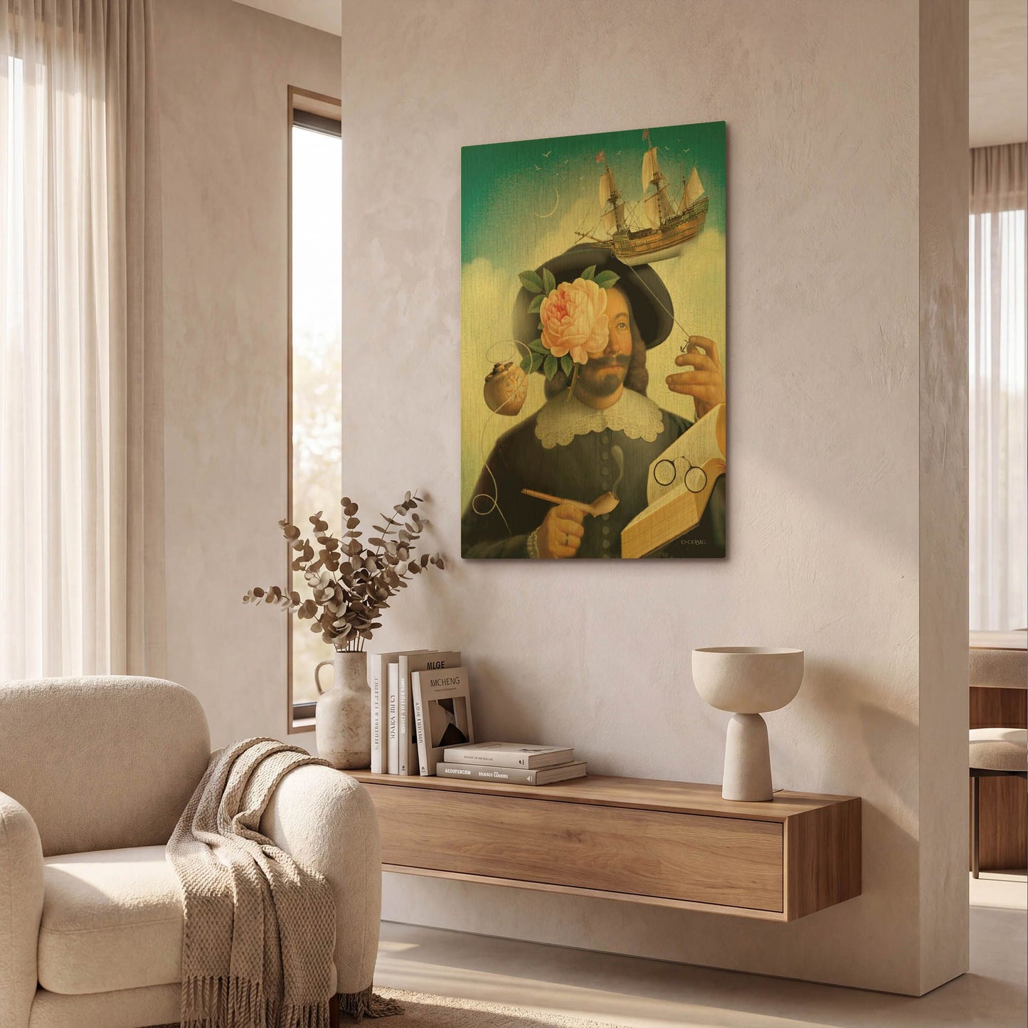 'Pilgrim Cover' By Dan Craig Gold Metal Wall Art