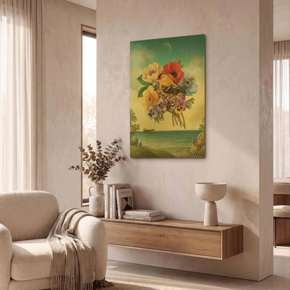 'Superior Goldfinch' By Dan Craig Gold Metal Wall Art
