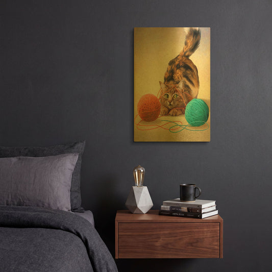 'Two Of Earth-Calico' By Dan Craig Gold Metal Wall Art