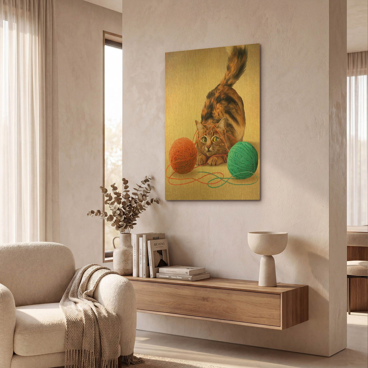 'Two Of Earth-Calico' By Dan Craig Gold Metal Wall Art