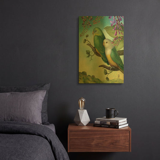 'Two Of Water-Lovebirds' By Dan Craig Gold Metal Wall Art
