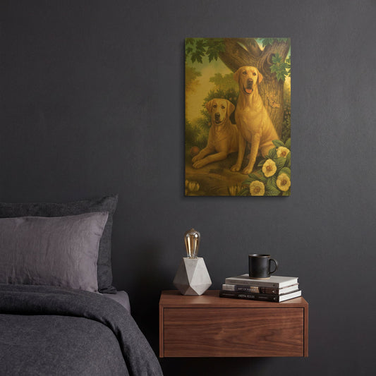 'Yellow Labs' By Dan Craig Gold Metal Wall Art