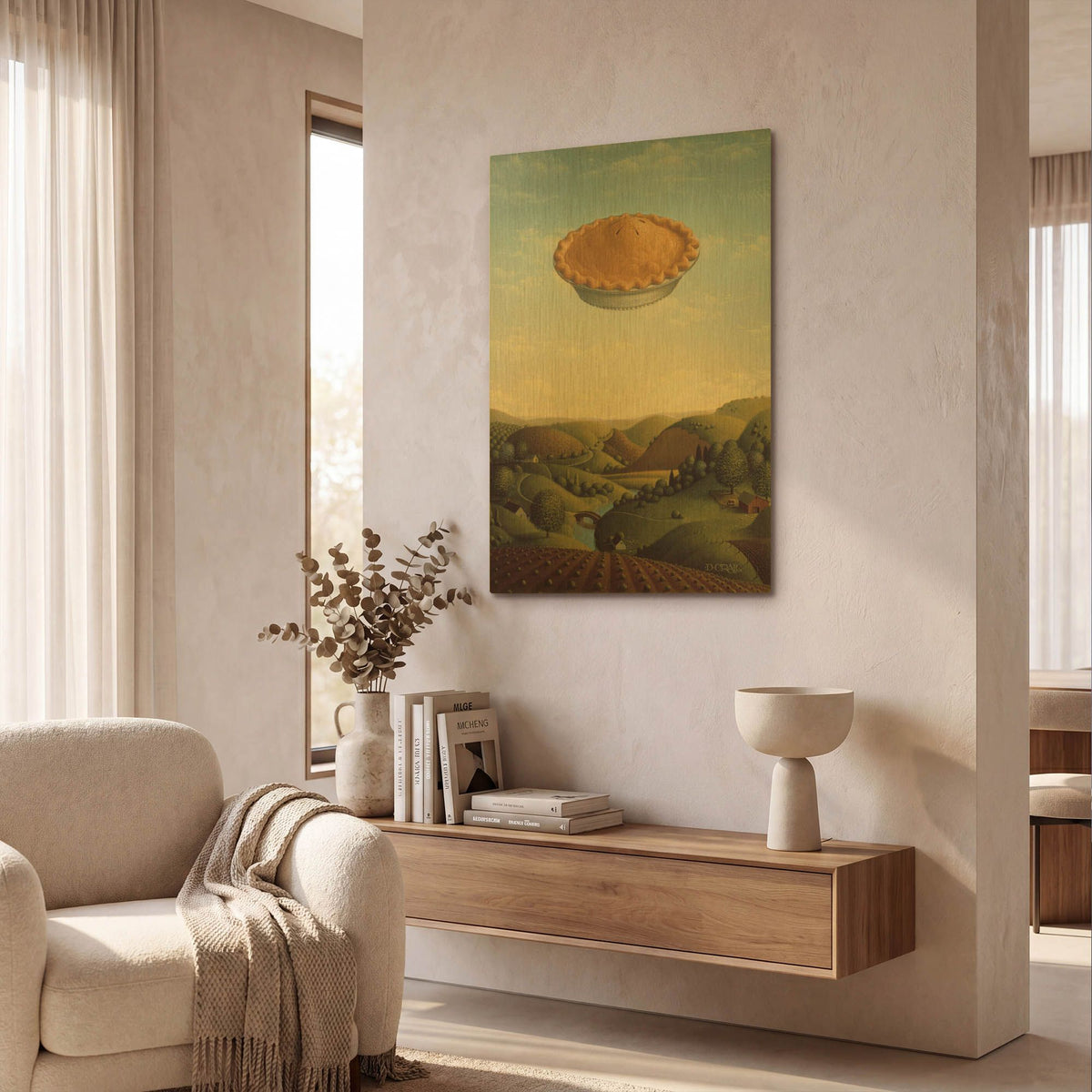 '025 Pie In The Sky' By Dan Craig Gold Metal Wall Art