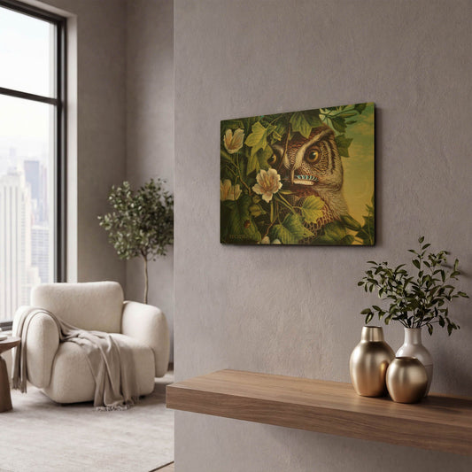 '048 Owl' By Dan Craig Gold Metal Wall Art