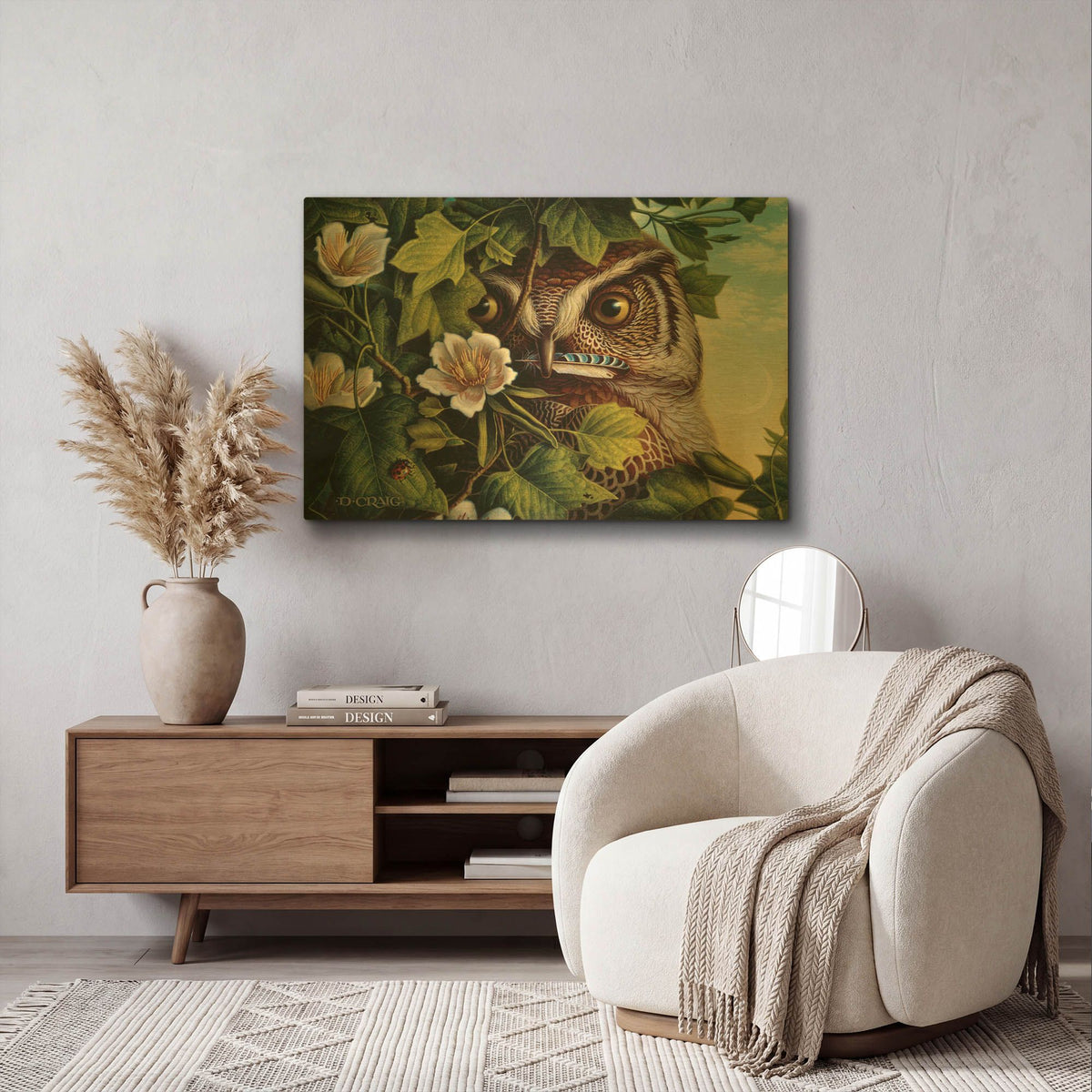 '048 Owl' By Dan Craig Gold Metal Wall Art