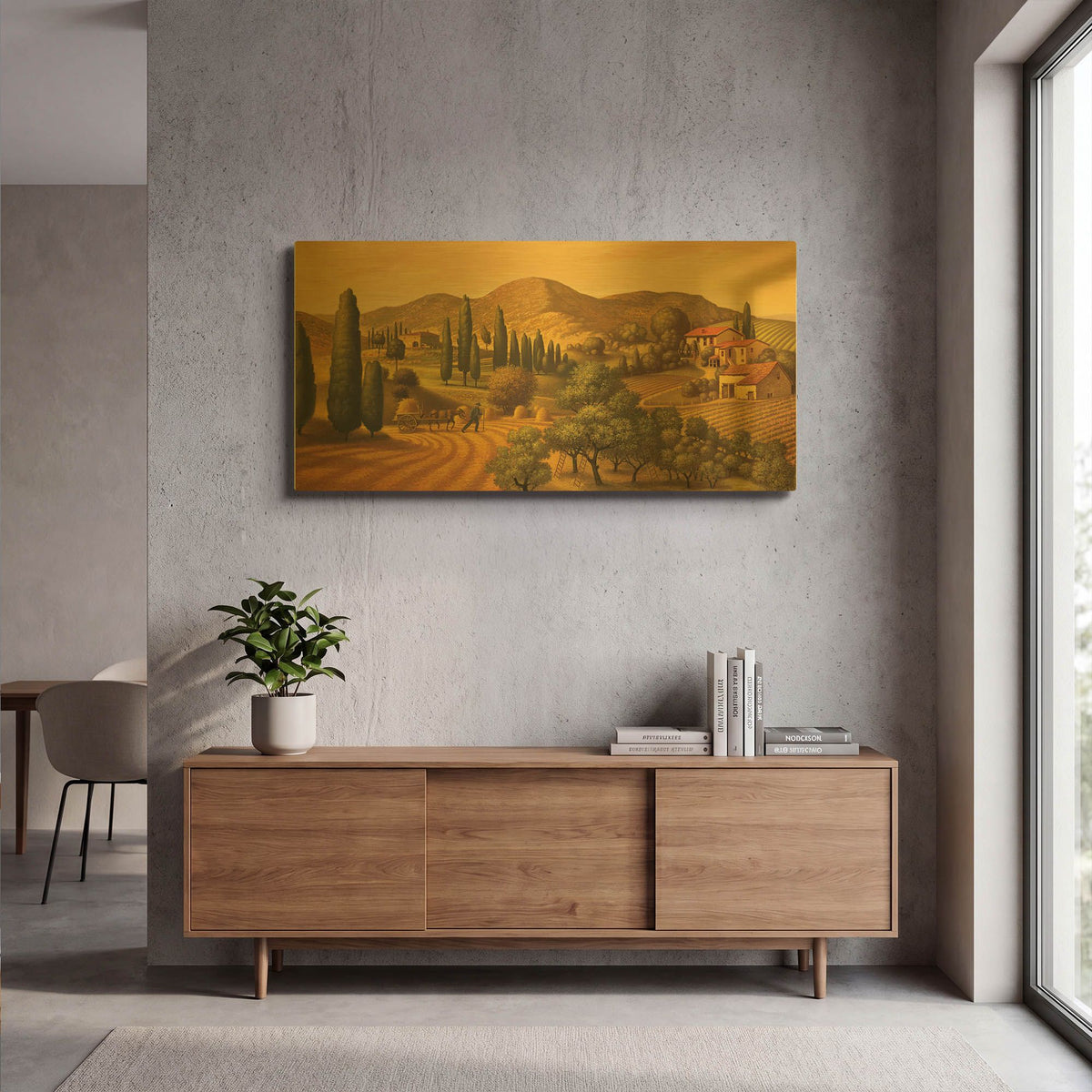 'Tuscan Landscape' By Dan Craig Gold Metal Wall Art