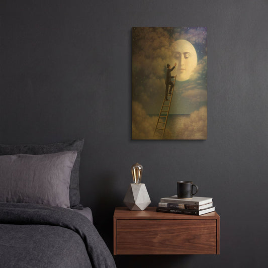 'Man With Moon' By Dan Craig Gold Metal Wall Art