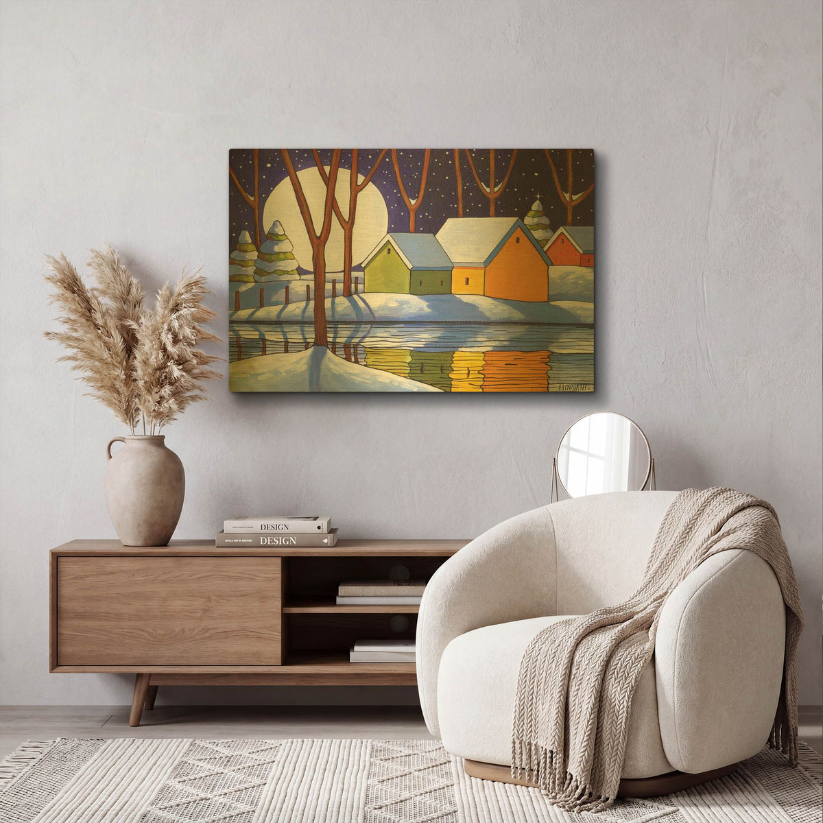 'Reflection Winter Night' By Cathy Horvath Gold Metal Wall Art