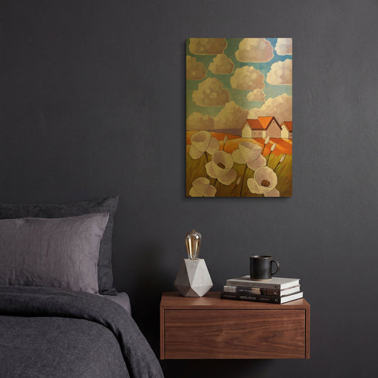 'Flowers & Clouds' By Cathy Horvath Gold Metal Wall Art