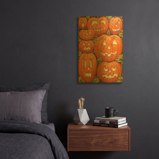 'Jack O Lanterns' By Cathy Horvath Gold Metal Wall Art