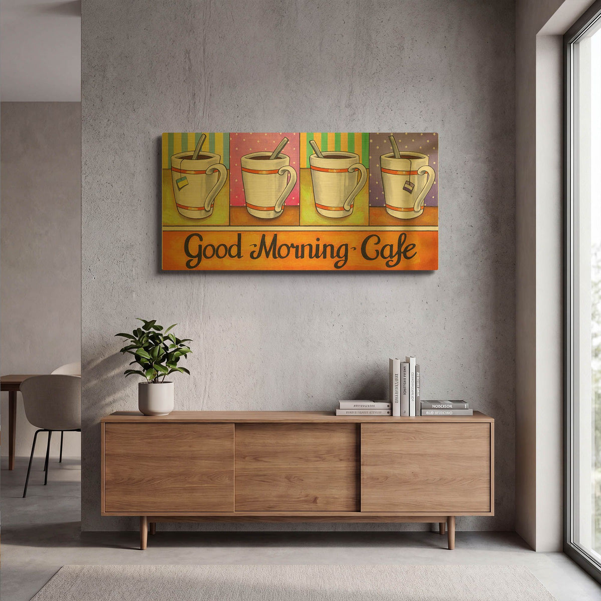 'Good Morning Cafe' By Cathy Horvath Gold Metal Wall Art