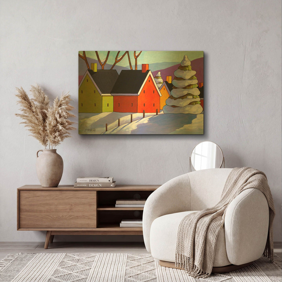 'Snowy Day Shadows' By Cathy Horvath Gold Metal Wall Art