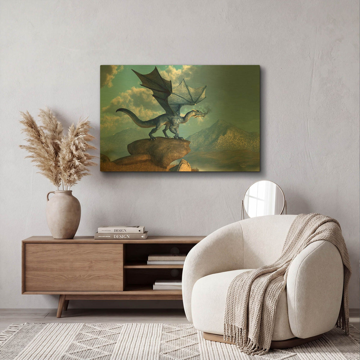 'Blue Dragon' By Daniel Eskridge Gold Metal Wall Art