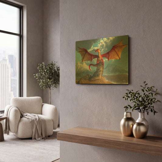 'Fire Dragon' By Daniel Eskridge Gold Metal Wall Art