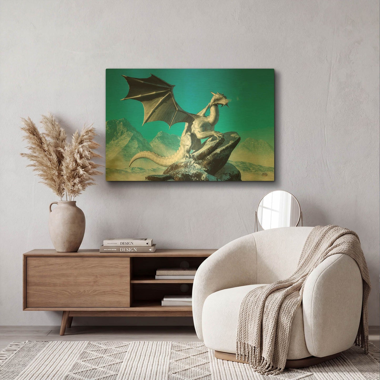 'Winter Dragon' By Daniel Eskridge Gold Metal Wall Art