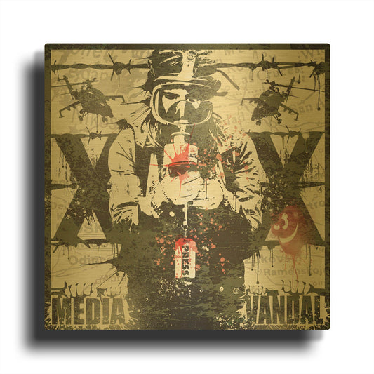'Media Vandal' By Danksy Gold Metal Wall Art