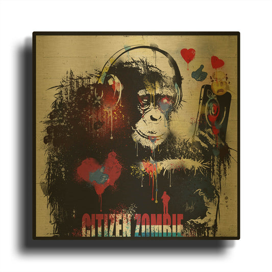 'Zombie' By Danksy Gold Metal Wall Art