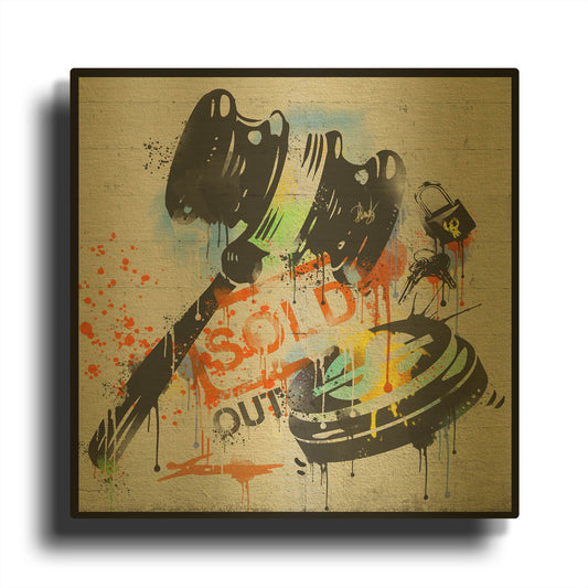 'Sold Out' By Danksy Gold Metal Wall Art