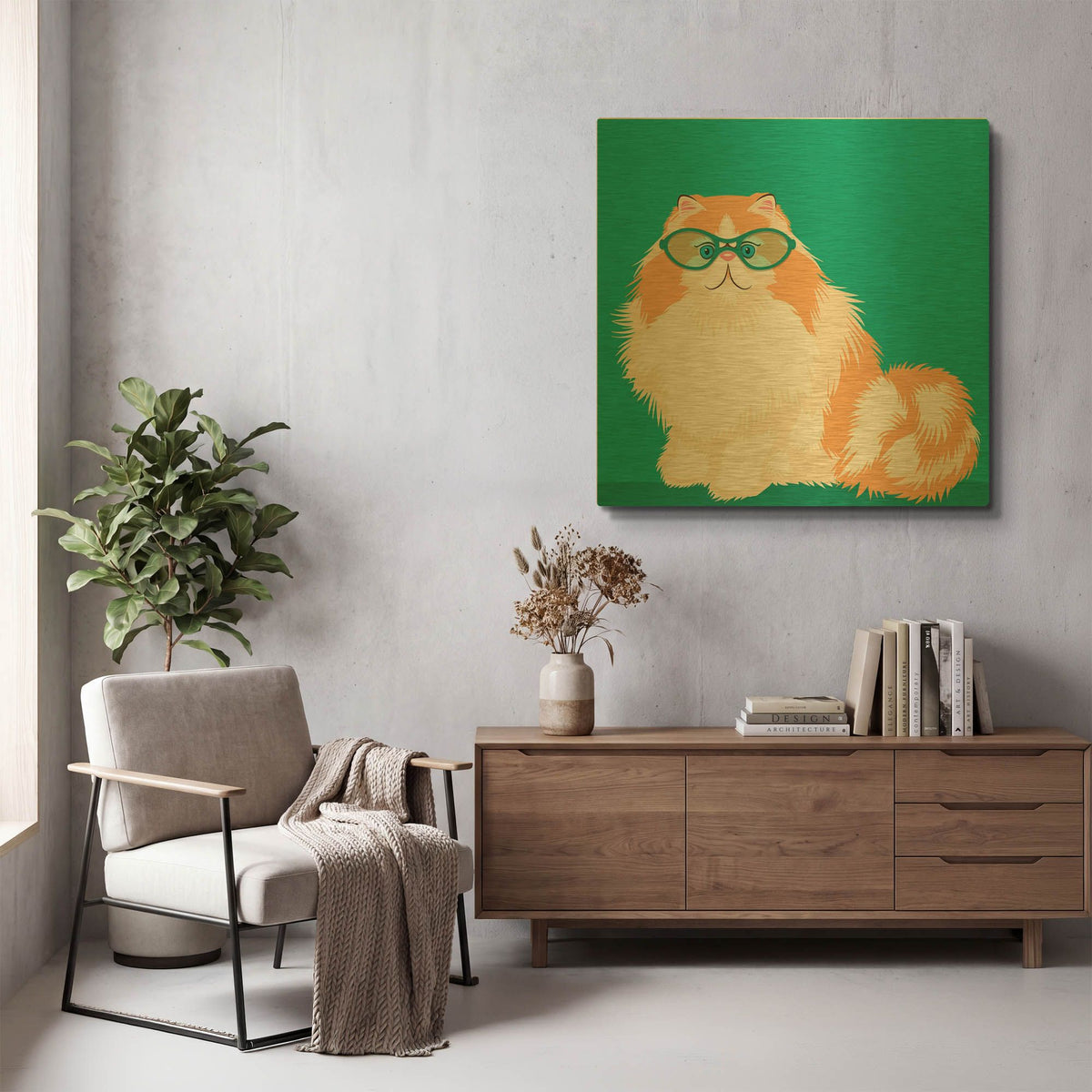 'Blue Persian' By Debbie Gray Gold Metal Wall Art