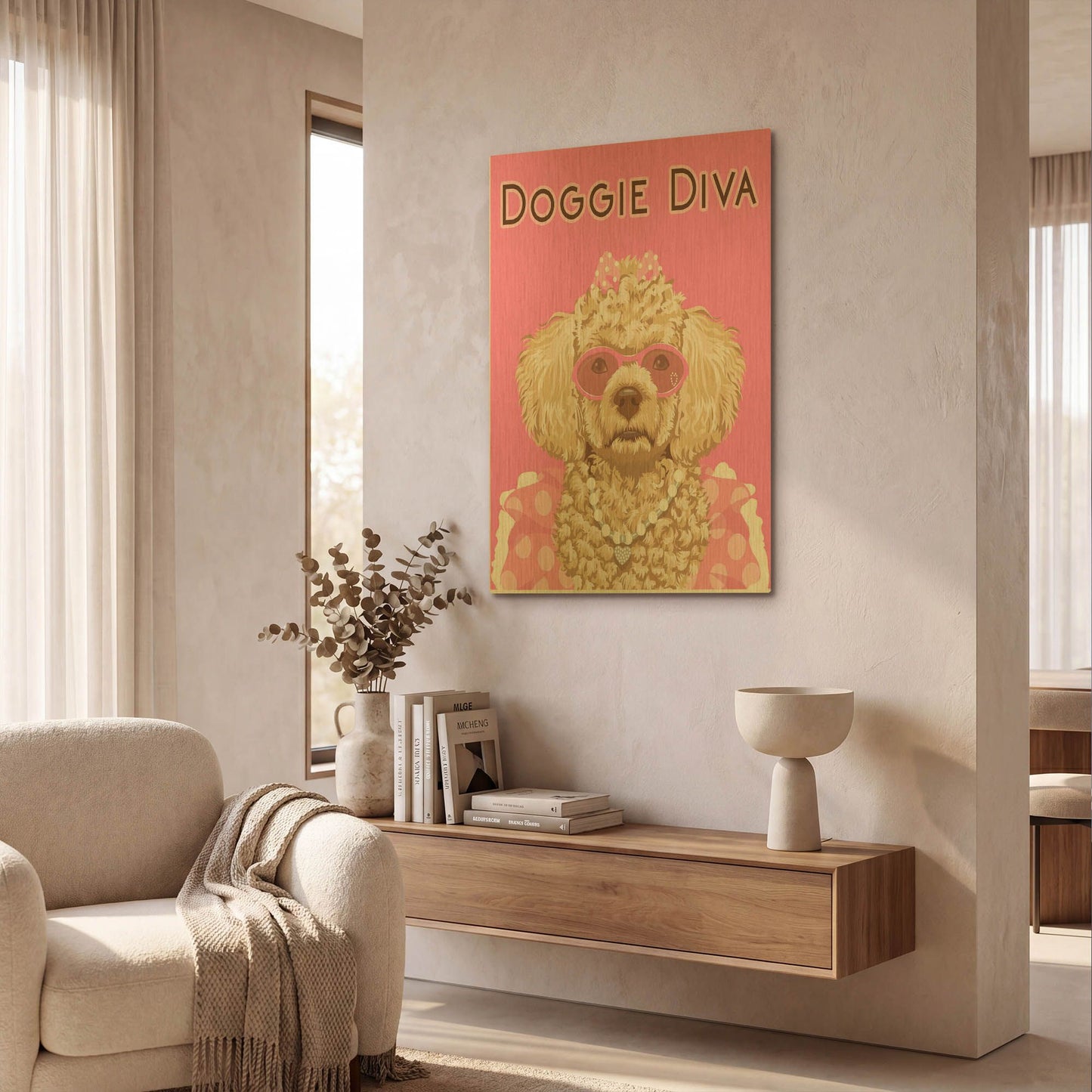 'Doggie Diva' By Debbie Gray Gold Metal Wall Art