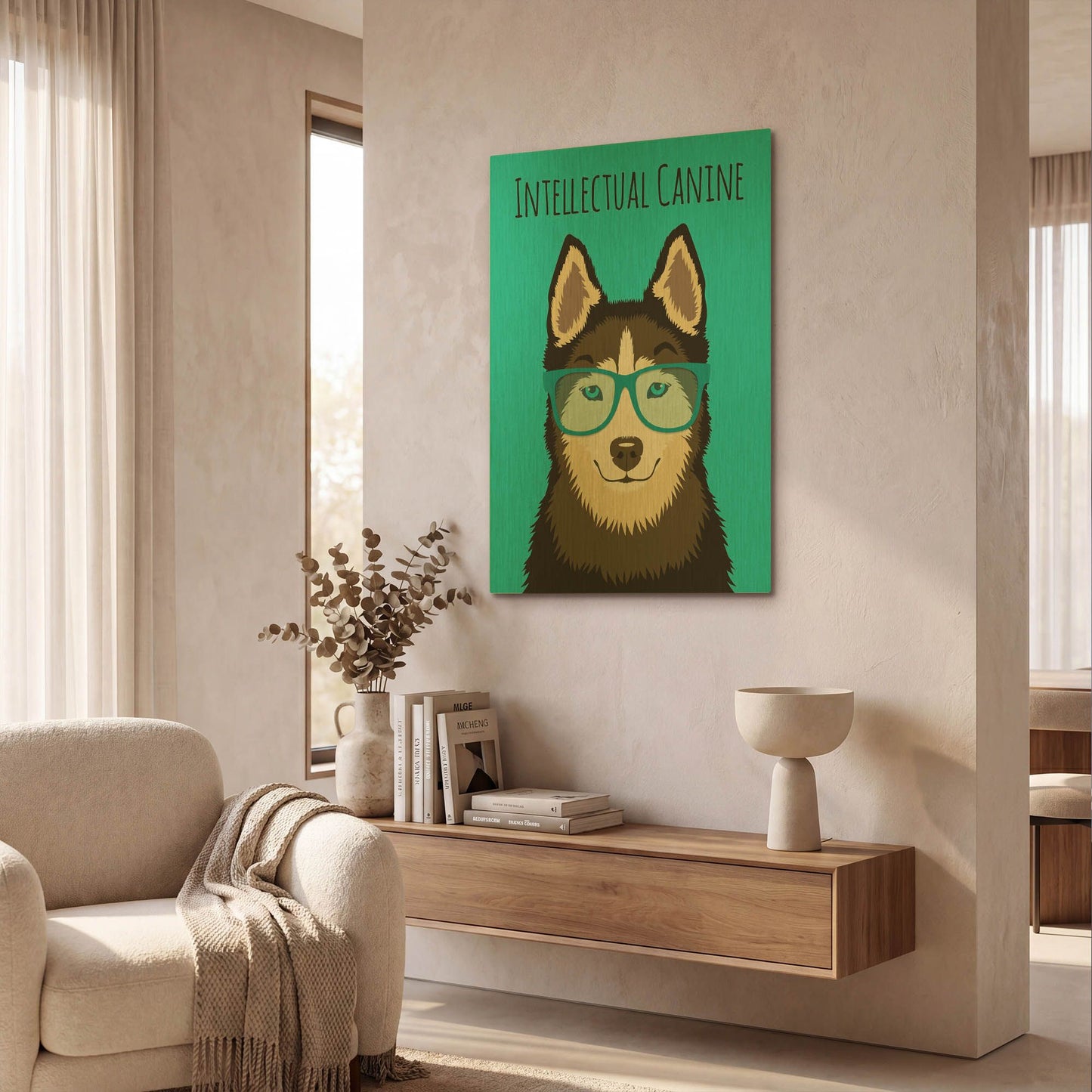 'Intellectual Canine' By Debbie Gray Gold Metal Wall Art