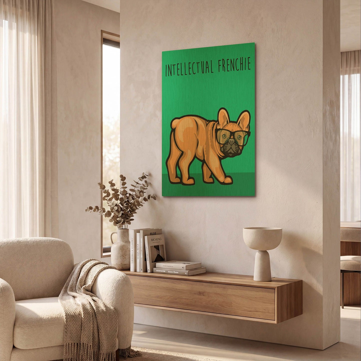 'Intellectual Frenchie' By Debbie Gray Gold Metal Wall Art
