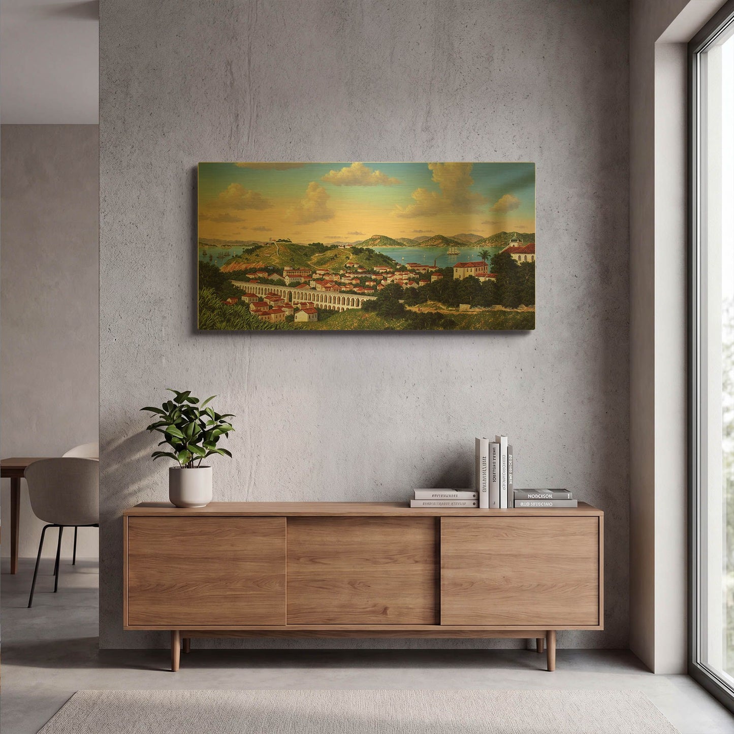 'European Landscape' By Eduardo Camoes Gold Metal Wall Art