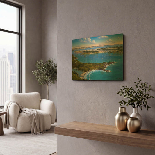 'San Francisco From Marine' By Eduardo Camoes Gold Metal Wall Art