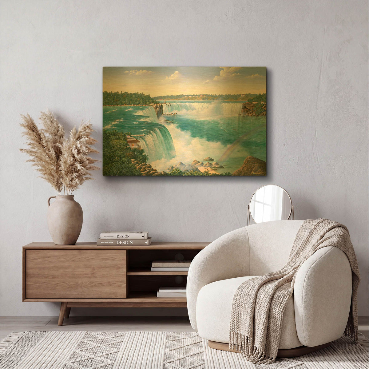 'Niagara Falls In 1860' By Eduardo Camoes Gold Metal Wall Art