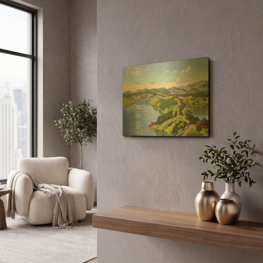 'Hudson River Near West Point In 1865' By Eduardo Camoes Gold Metal Wall Art