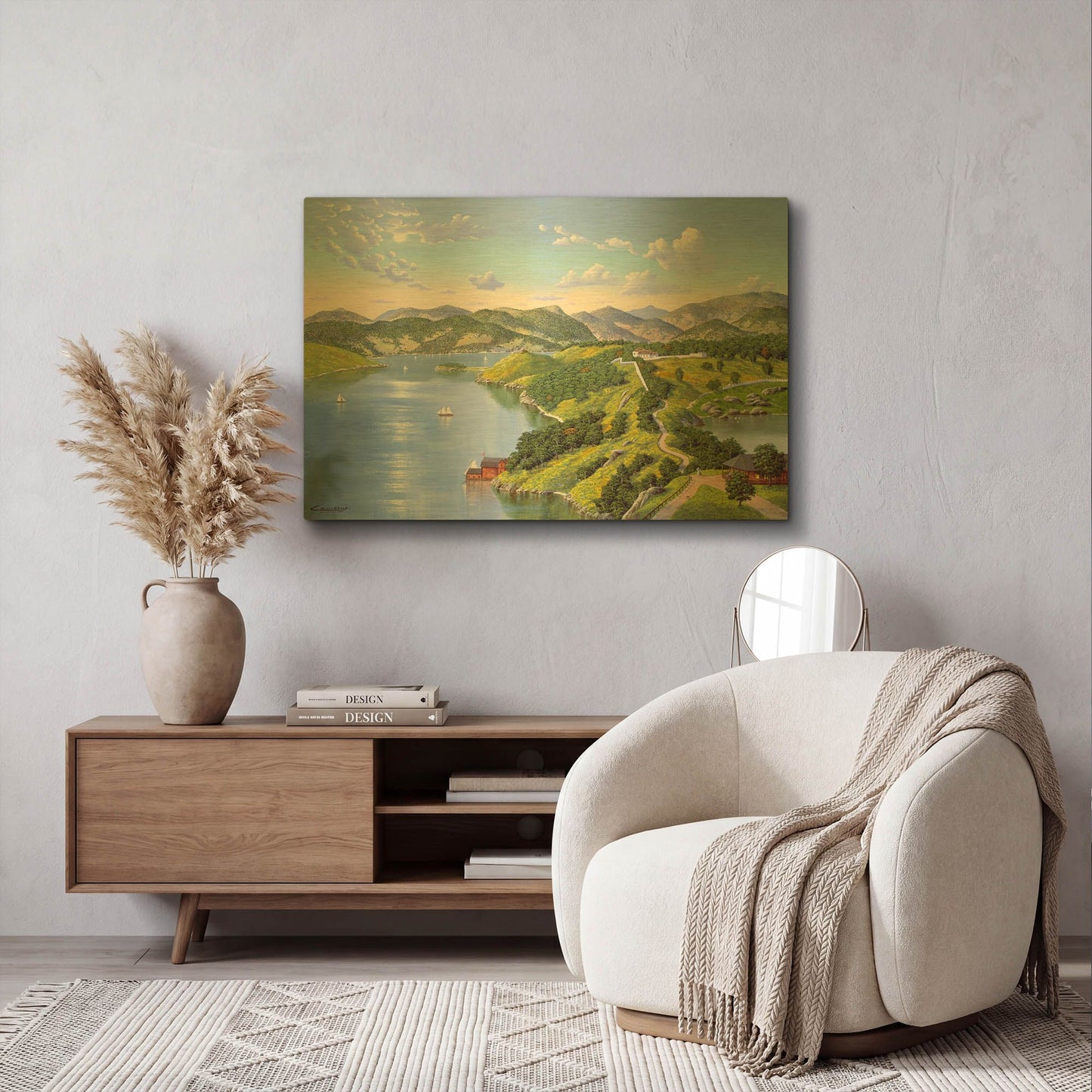 'Hudson River Near West Point In 1865' By Eduardo Camoes Gold Metal Wall Art