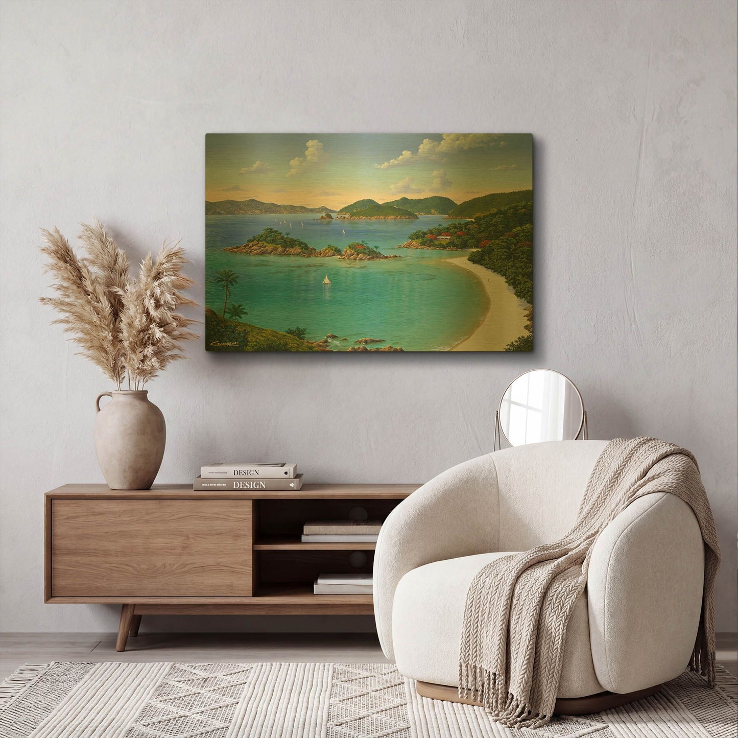 'Trunk Bay, Virgin Islands' By Eduardo Camoes Gold Metal Wall Art