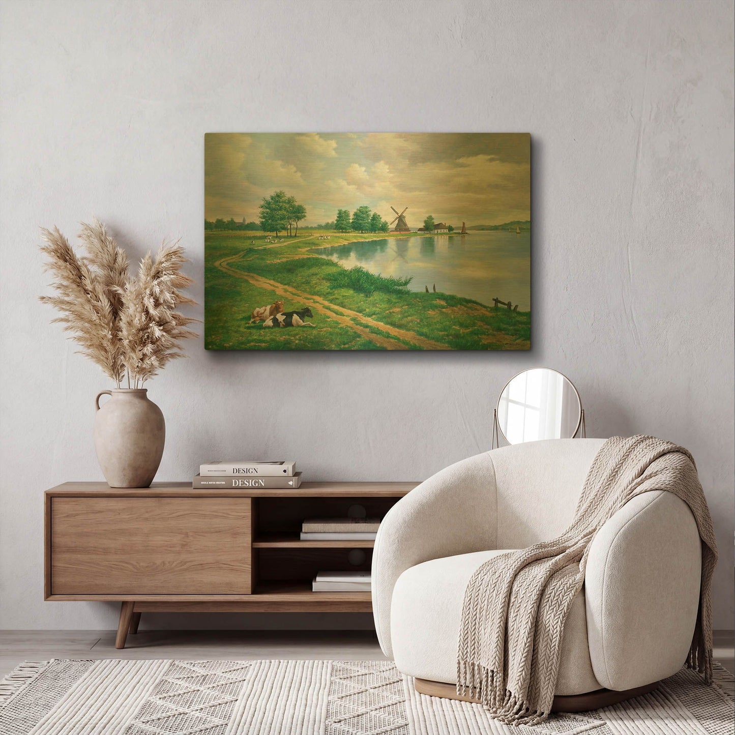'A Dutch Landscape' By Eduardo Camoes Gold Metal Wall Art
