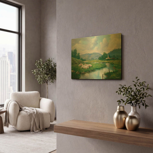'The Shepperd Rest' By Eduardo Camoes Gold Metal Wall Art