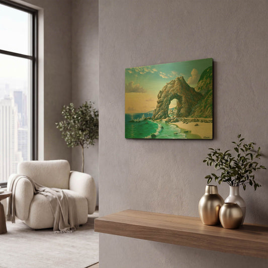 'Arch Near Topanga Beach 1905' By Eduardo Camoes Gold Metal Wall Art