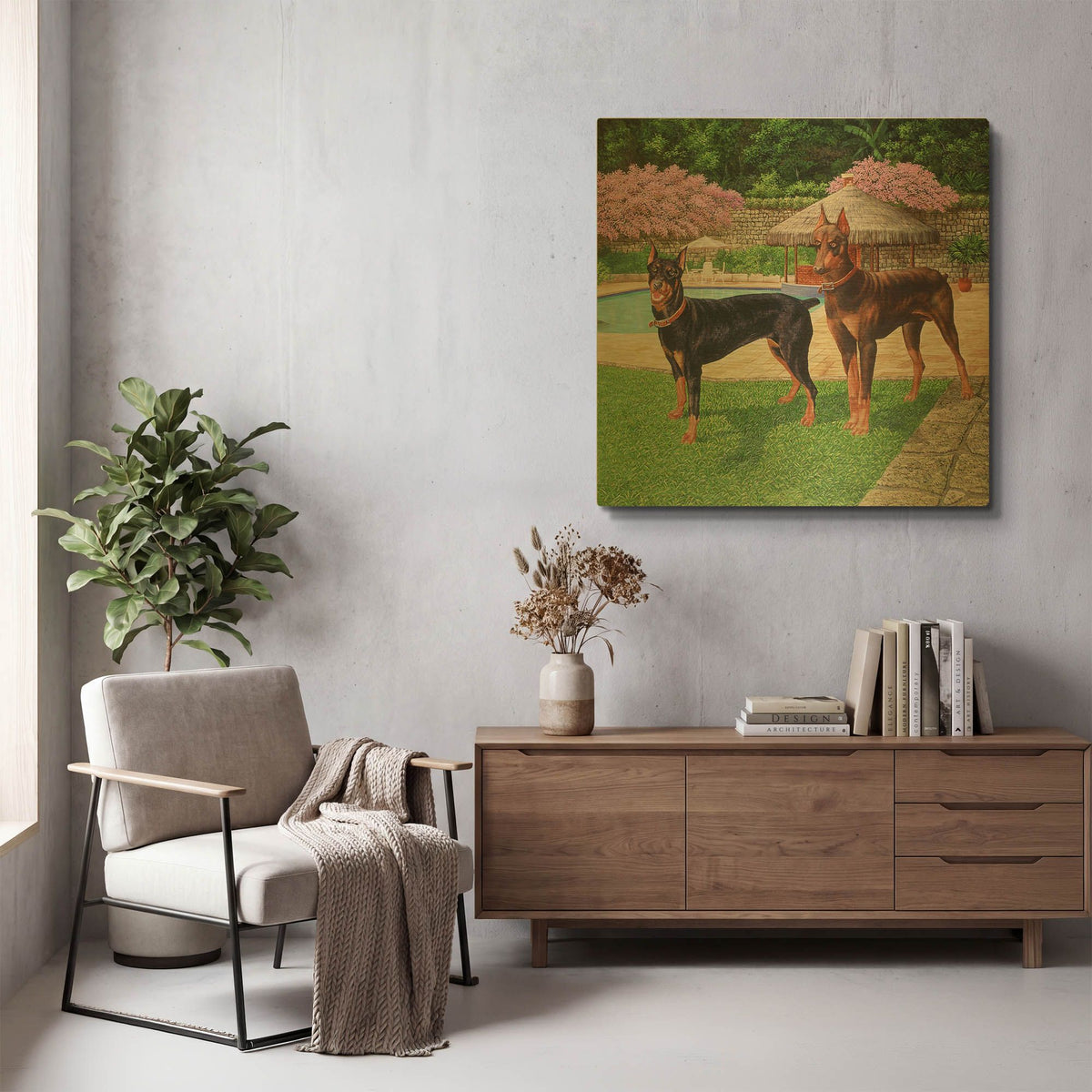 'Dobermanns' By Eduardo Camoes Gold Metal Wall Art