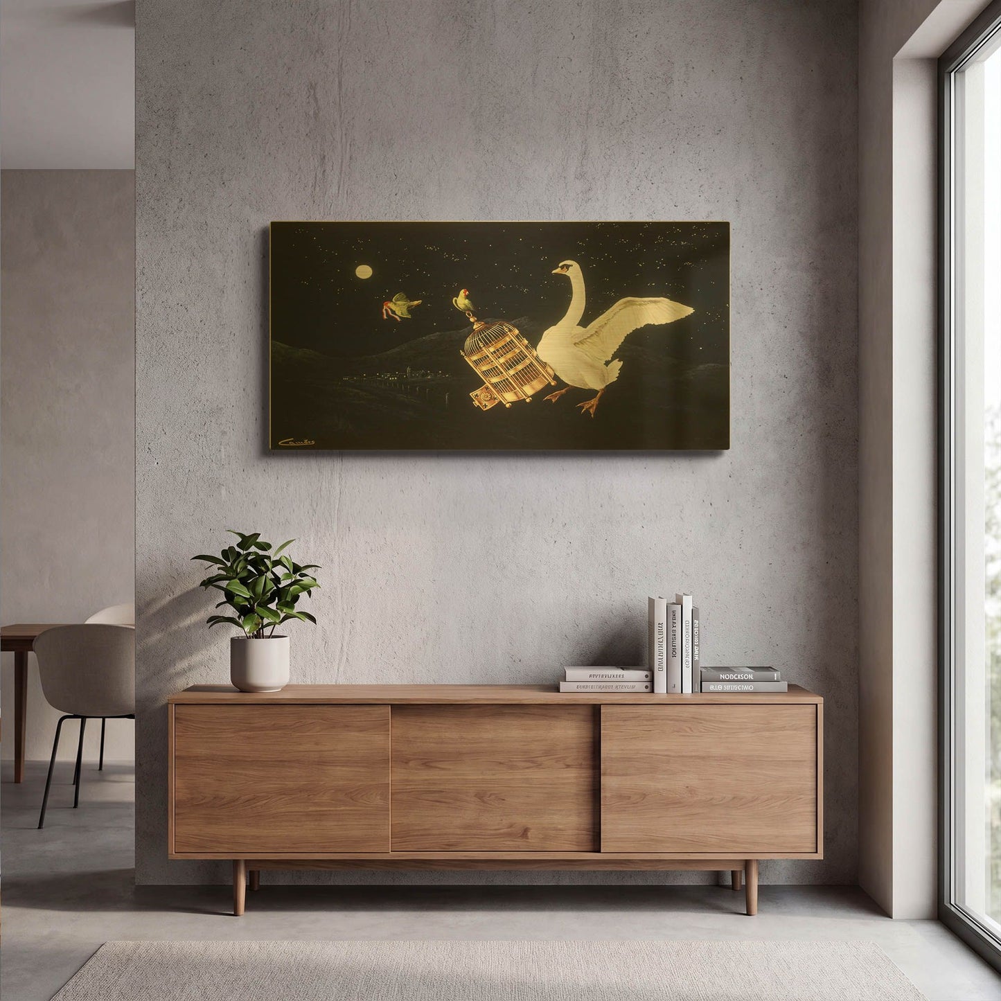 'Night Birds' By Eduardo Camoes Gold Metal Wall Art