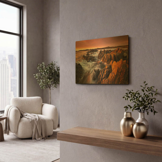 'Couta Rocks' By Everlook Photography Gold Metal Wall Art