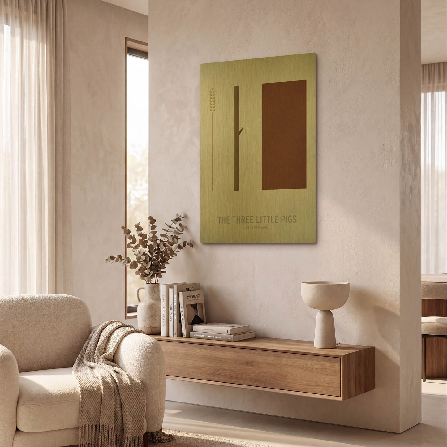 'Three Little Pigs' By Christian Jackson Gold Metal Wall Art
