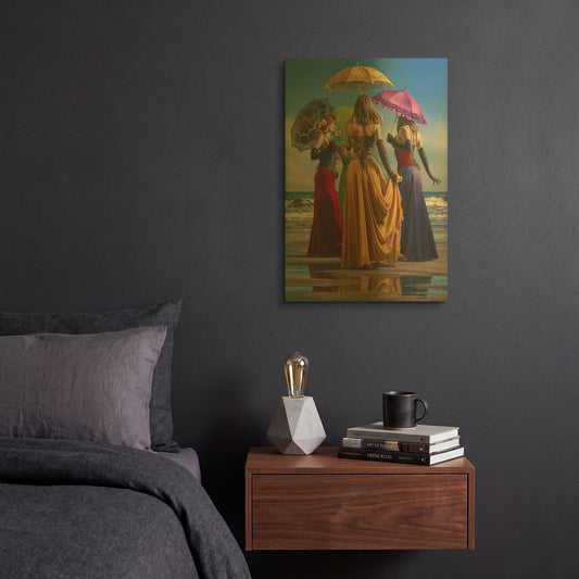 'Parasols' By Paul Kelley Gold Metal Wall Art