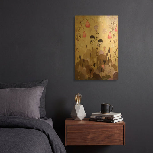 'Garden of Sleeping Flowers I' By Jeremiah Ketner Gold Metal Wall Art