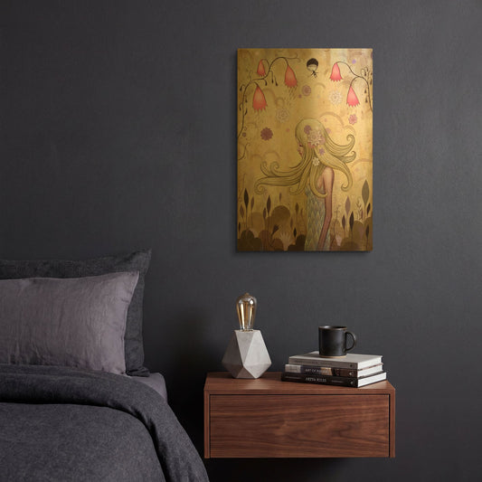 'Garden of Sleeping Flowers II' By Jeremiah Ketner Gold Metal Wall Art