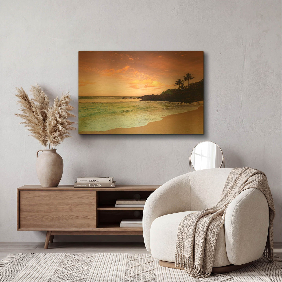 'North Shore Dawn Oahu' By Alan Klug Gold Metal Wall Art