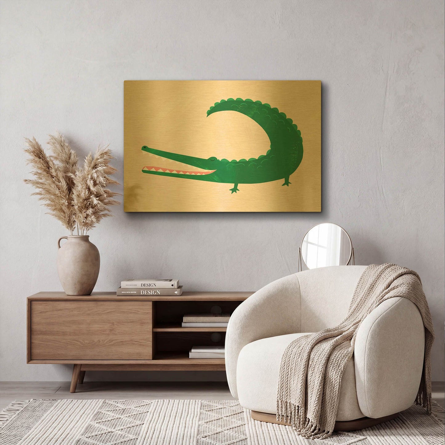 'Crocodile K2756D' By Emily Kopcik Gold Metal Wall Art