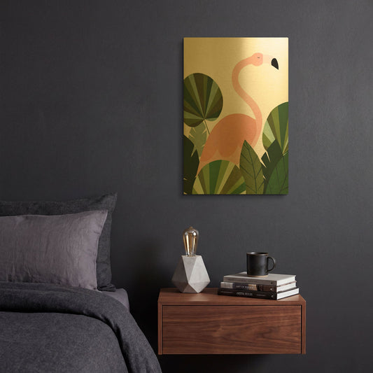 'Florence The Flamingo K2759D' By Emily Kopcik Gold Metal Wall Art