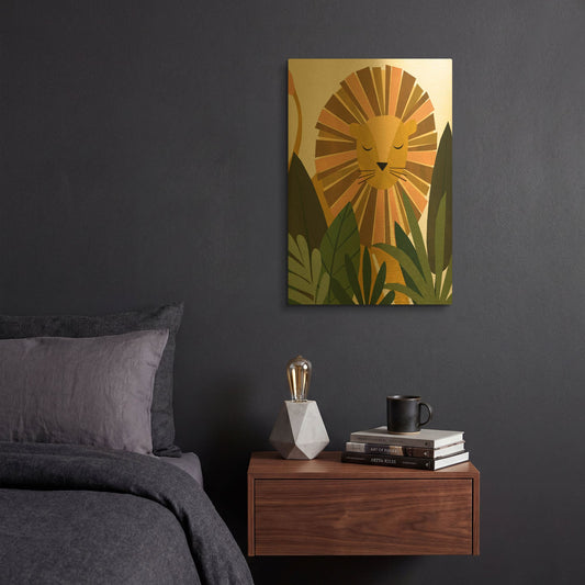 'Liam The Lion K2761D' By Emily Kopcik Gold Metal Wall Art
