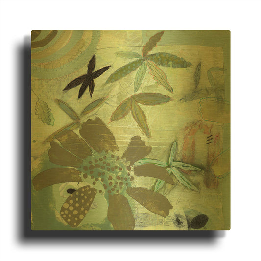 'Floral Fantasies 2' By Aleah Koury Gold Metal Wall Art